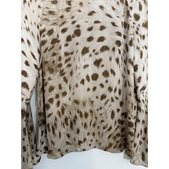 L'AGENCE Silk Blouse Women’s Small Bell Sleeve Dylan Cheetah Print - Picture 2 of 9